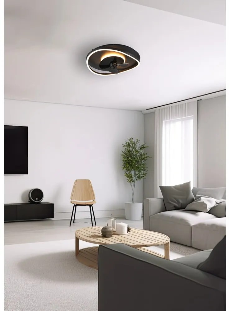 Plafonieră negru-mat LED Sortland – Trio