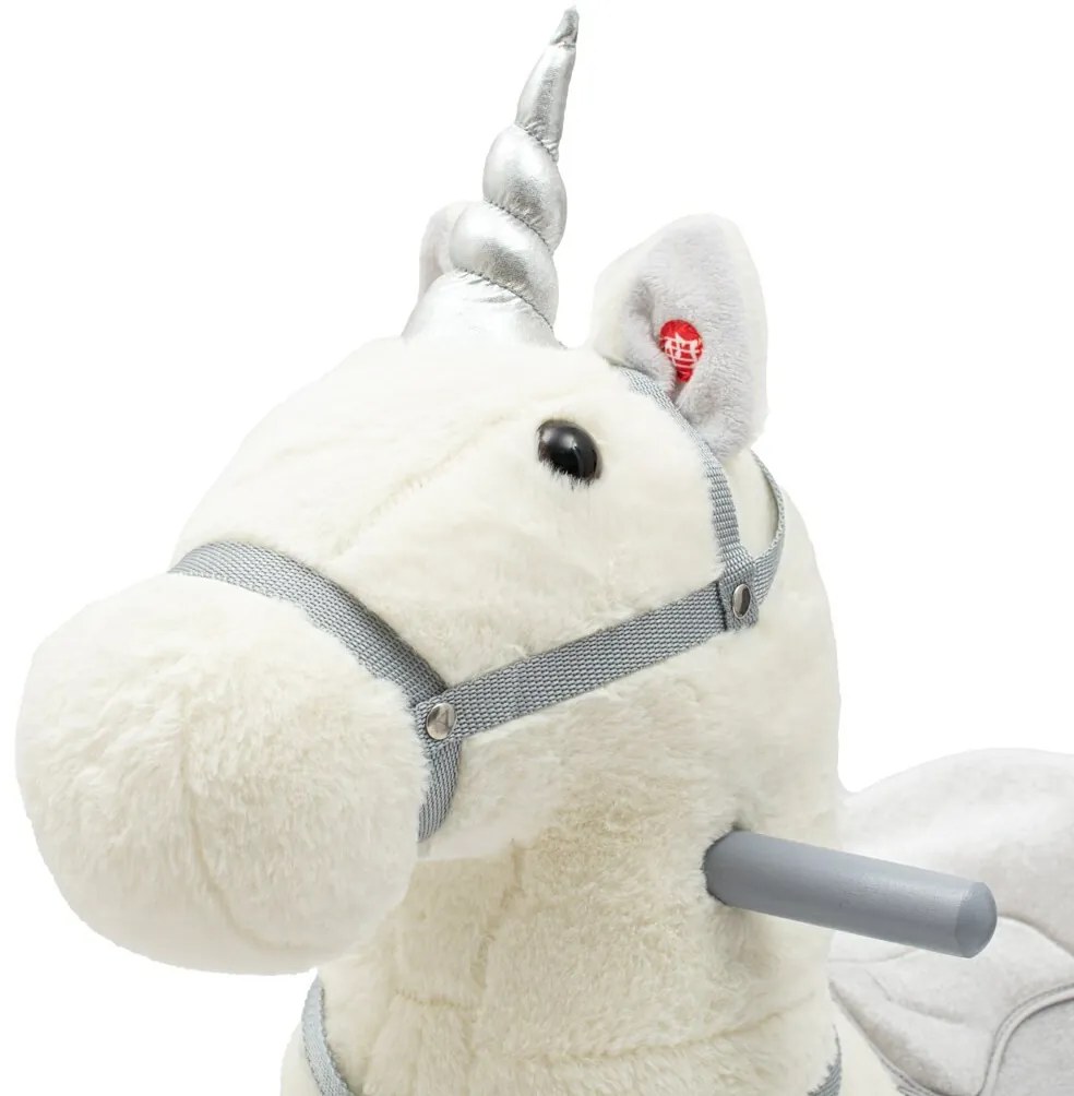 Baby Mix Jucărie balansoar cu melodie și roțiUnicorn alb, 64 x 35 x 60 cm