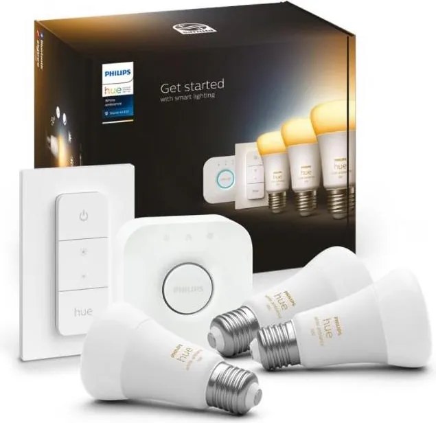 Set de bază Philips Hue WA 3xE27/11W 2200-6500K + Hue Bridge și comutator dimmer