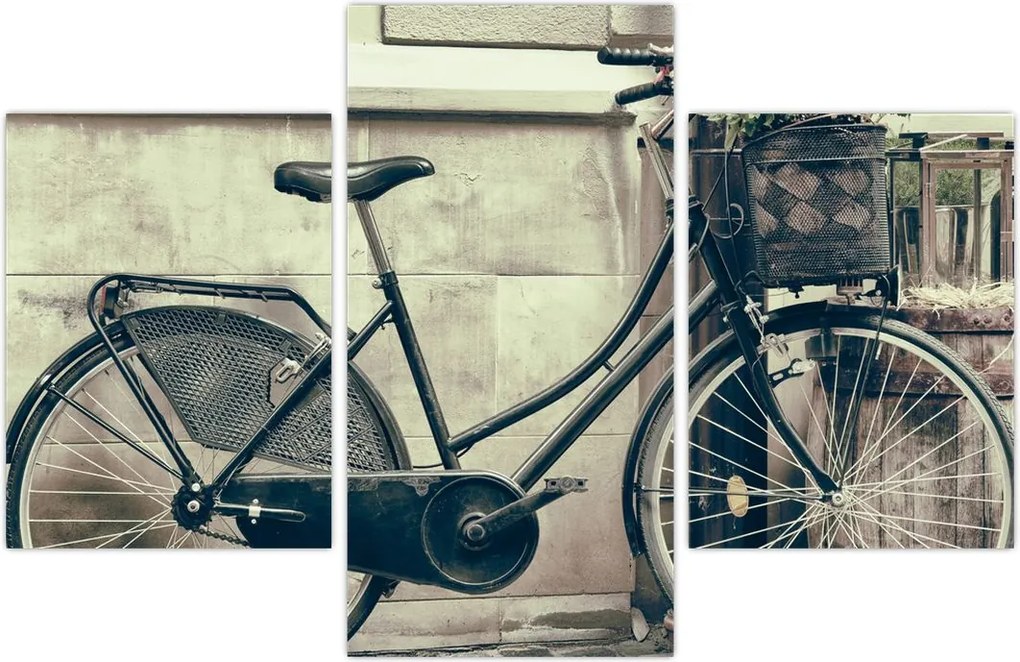 Tablou - Bicicleta de epocă cu flori (90x60 cm)