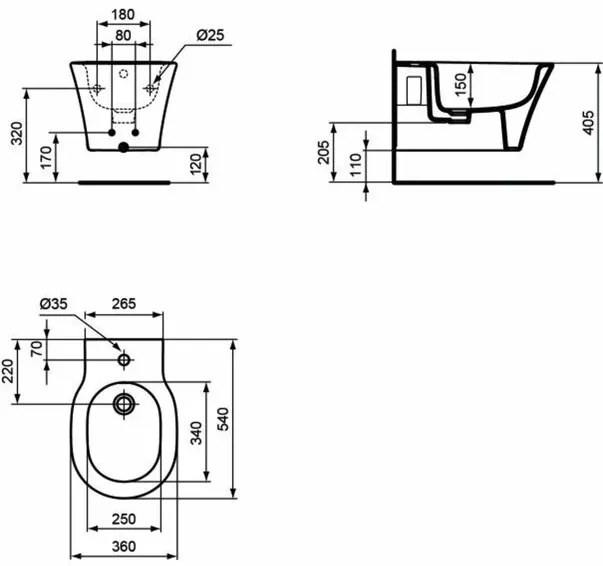 Bideu suspendat Ideal Standard Connect Air