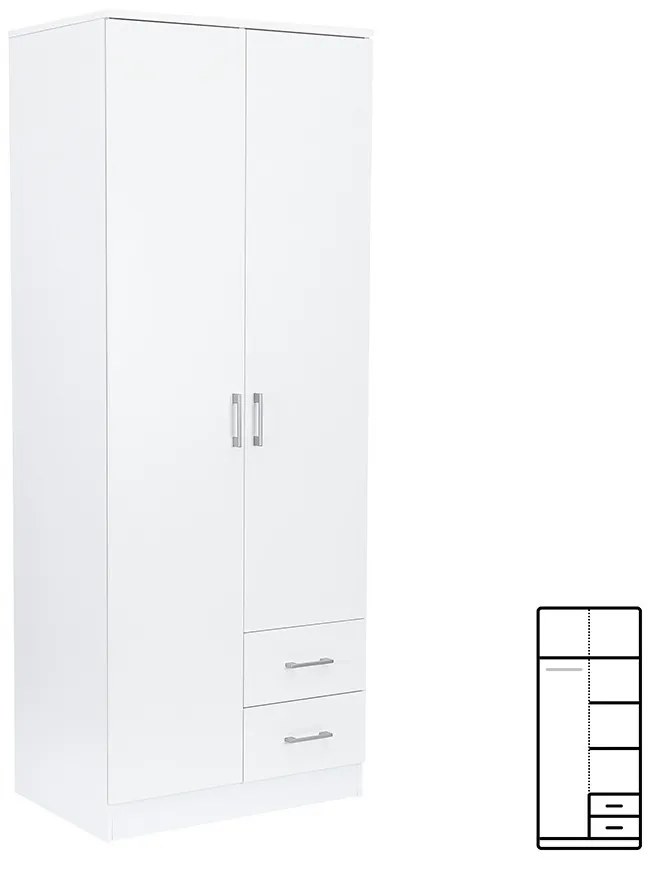 Dulap Miami 80x205 cm alb-alb