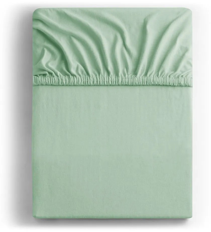 Cearceaf verde deschis din jerseu cu elastic 140x200 cm Amber – Restilo