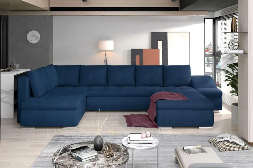 Canapea modulara, extensibila, cu spatiu pentru depozitare, 340x88x200 cm, Giovanni R01, Eltap (Culoare: Albastru / Gri)