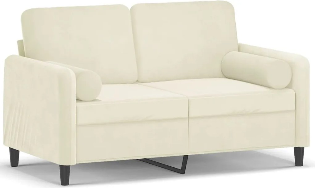 vidaXL Canapea cu 2 locuri cu pernuțe, crem, 120 cm, catifea
