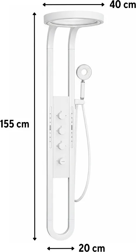 Panou de duș hidromasaj Aquajet alb