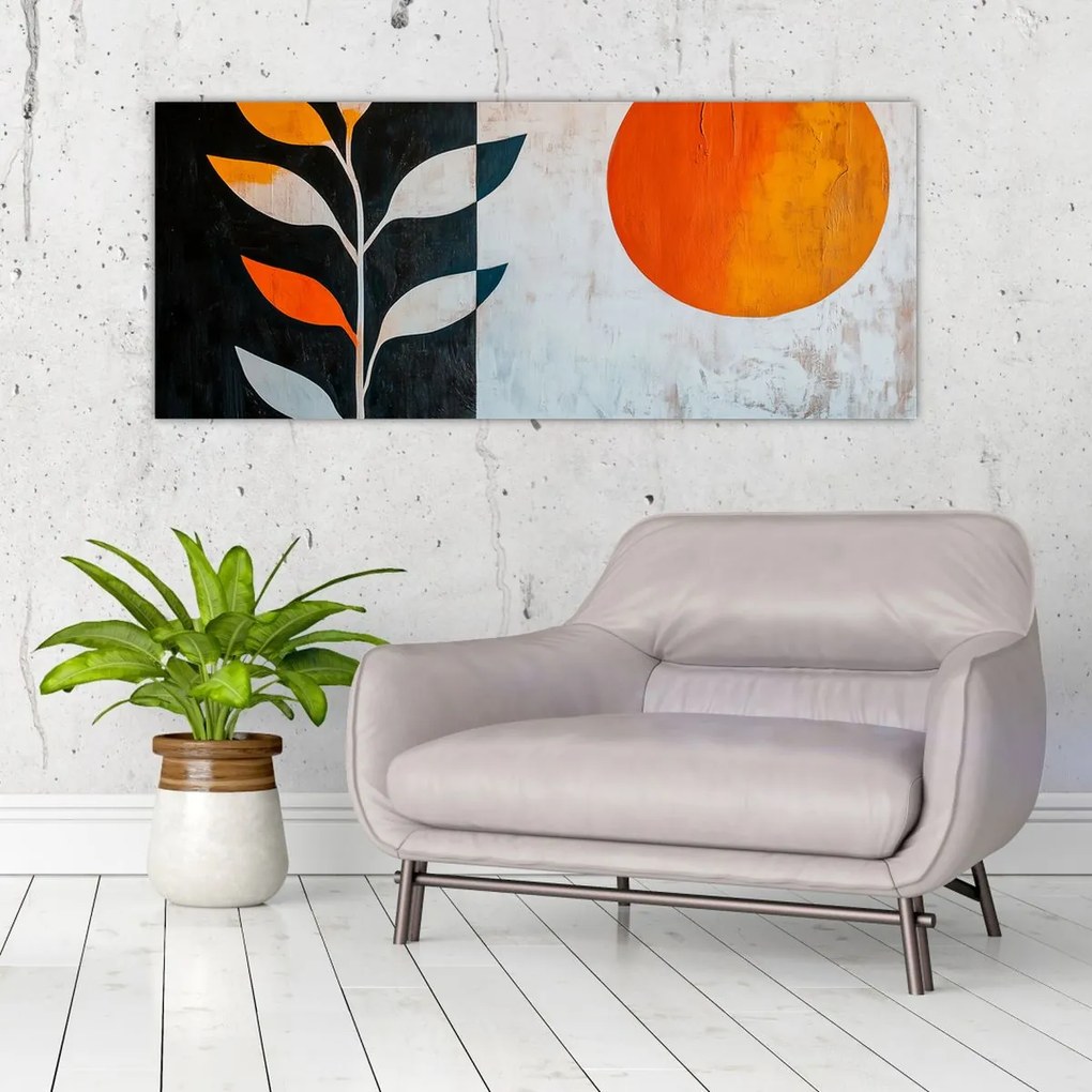 Tablou - Abstracție cu plantă și soare (120x50 cm)