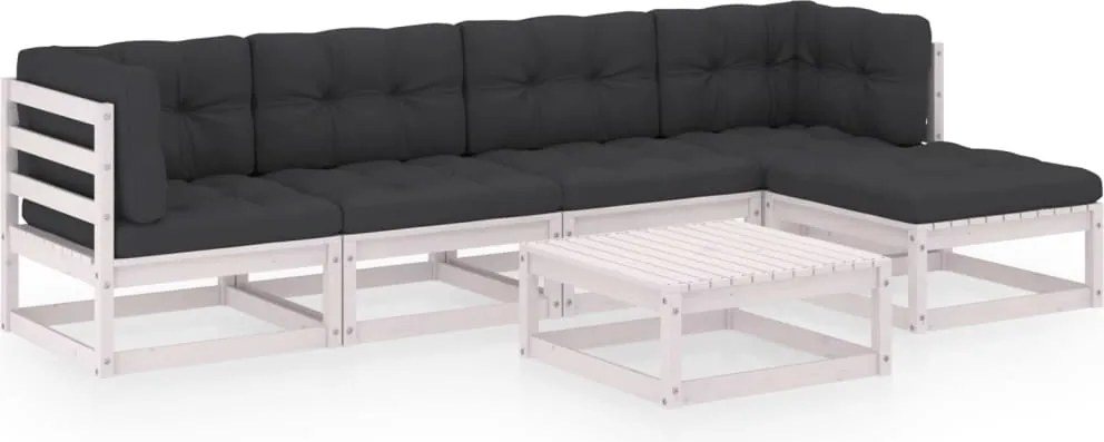 vidaXL Set mobilier de grădină cu perne, 6 piese, lemn masiv de pin