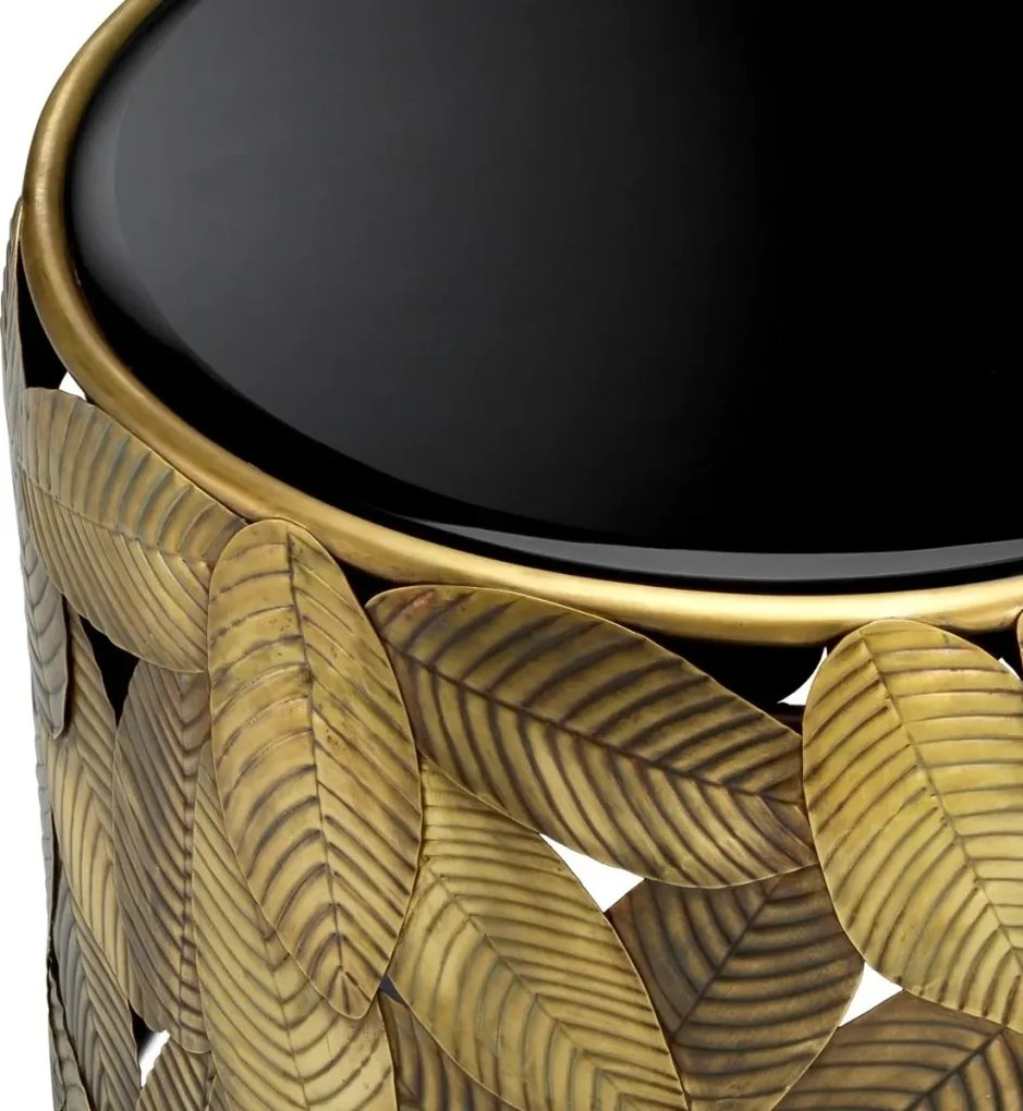 Masuta Laterala Design LUX, Alama, Sticla, Negru, Botanico