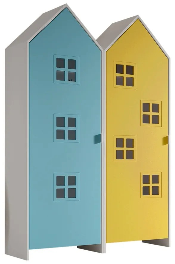 Set 2 dulapuri pentru copii Casami Bruges tip căsuță de plajă – More Yellow și Blue Ballet – Vipack