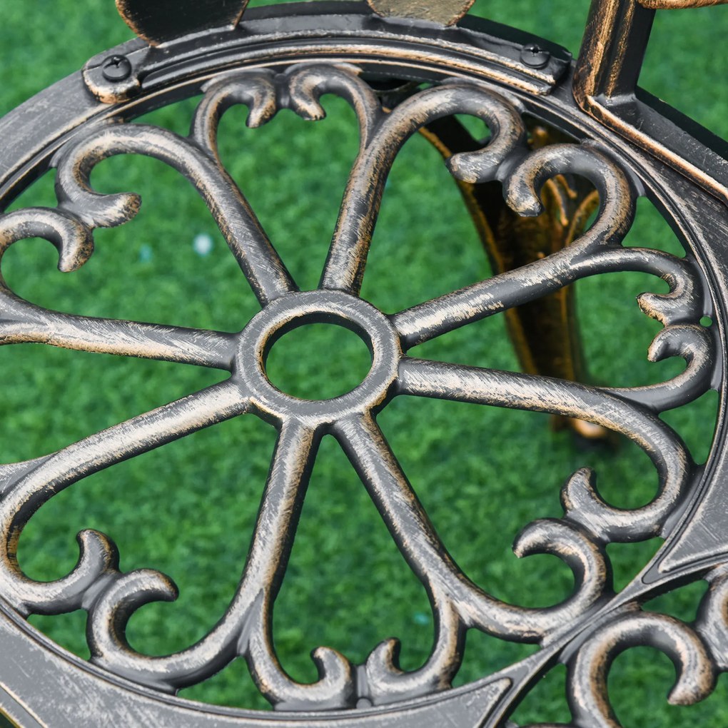 Outsunny Bancă de grădină 2 locuri din metal, bancă în stil retro, bancă de parc cu model floral 100 x 54 x 78 cm, Bronz | Aosom Romania