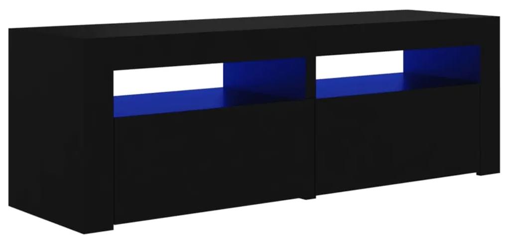 804356 vidaXL Comodă TV cu lumini LED, negru, 120x35x40 cm