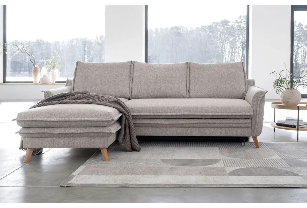 Colțar grej extensibil/cu spațiu de depozitare (cu colț pe partea stângă/cu șezlong) Charming Charlie – Miuform