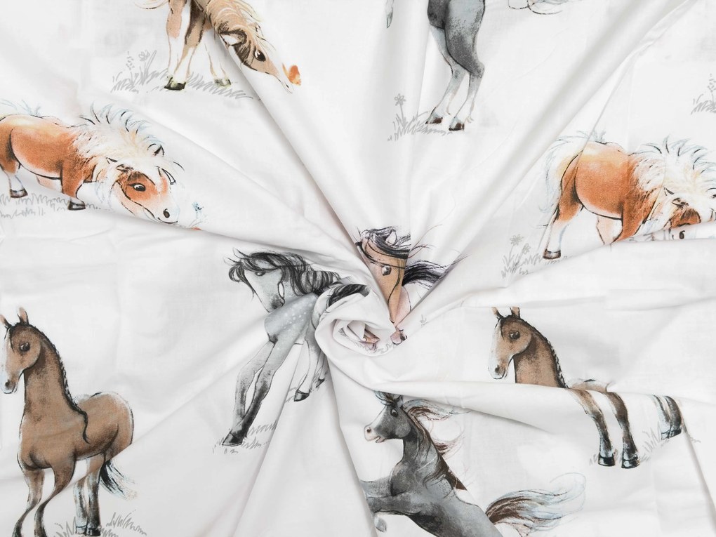 Lenjerie de pat din bumbac pentru patut HORSE DREAM alb Dimensiune lenjerie de pat: 45 x 65 cm | 90 x 135 cm