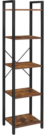 Raft De Depozitare Cu 5 Polite, Maro Rustic Si Negru, 39.6 Cm