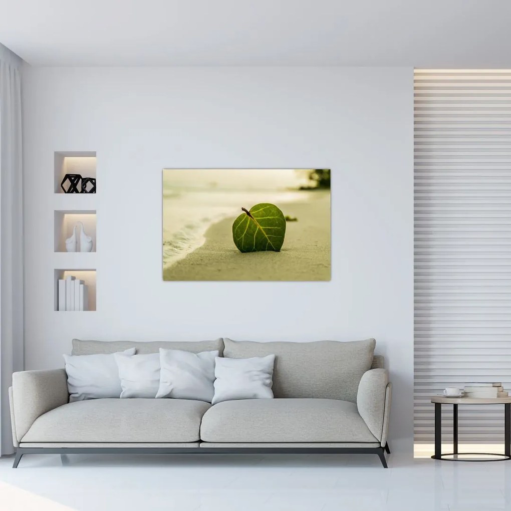 Tablou cu frunză în nisip (90x60 cm)