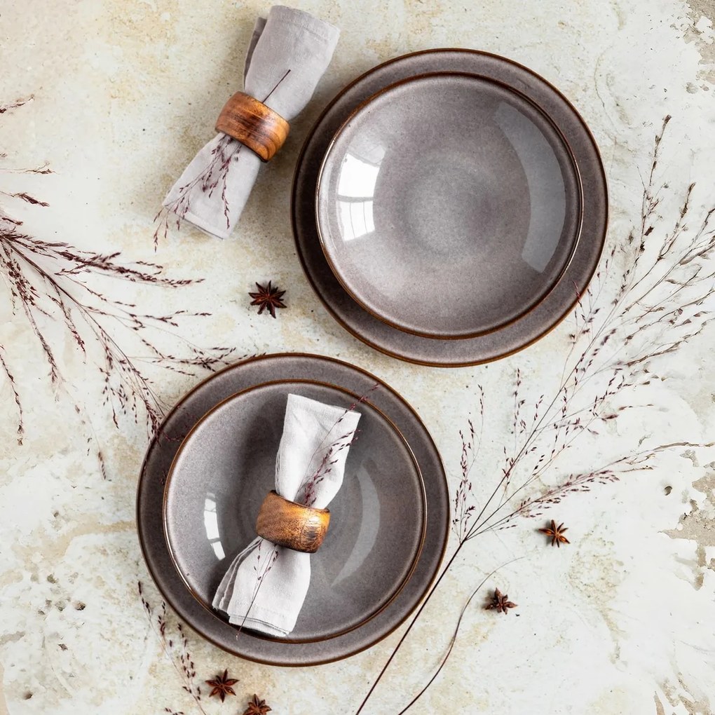 Mäser Set of 8 shallow and deep plates SMOKY'S –brown