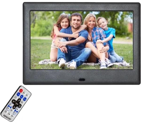 Ramă foto digitală cu difuzor 230V neagră Sencor + telecomandă