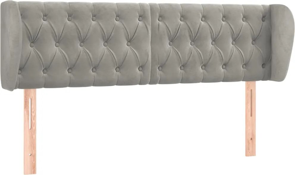 vidaXL Tăblie de pat cu aripioare gri deschis 163x23x78/88 cm catifea