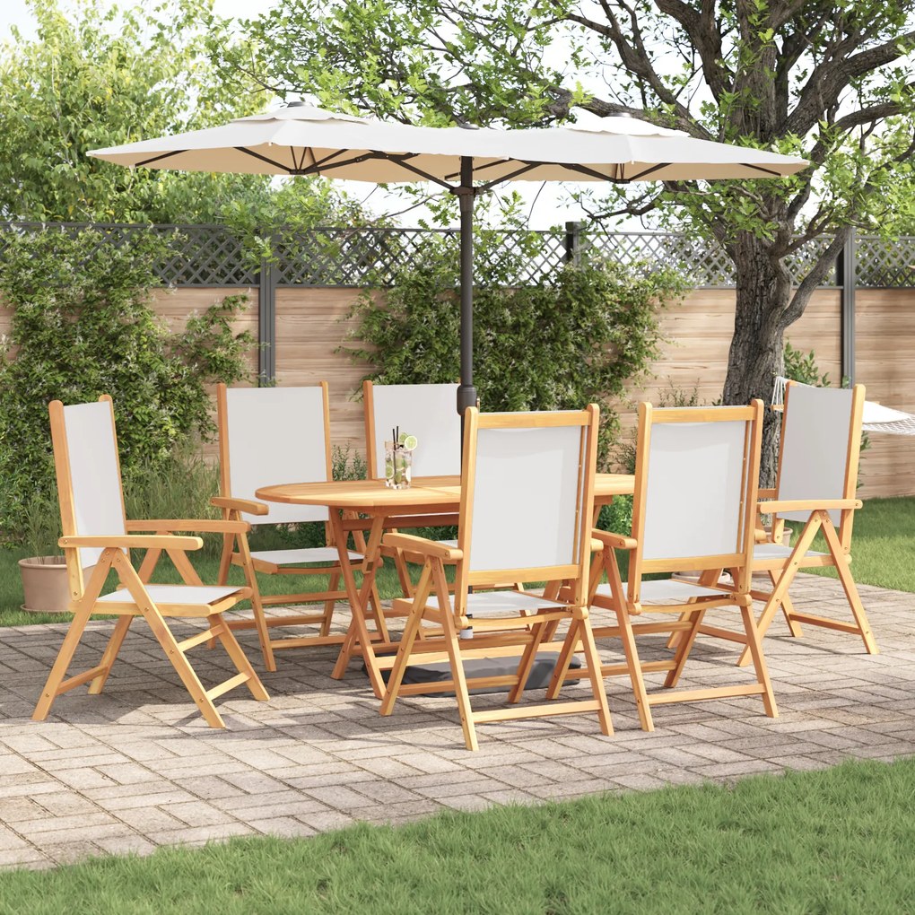 vidaXL Set de dining pentru grădină Manual 7 pcs Alb crem