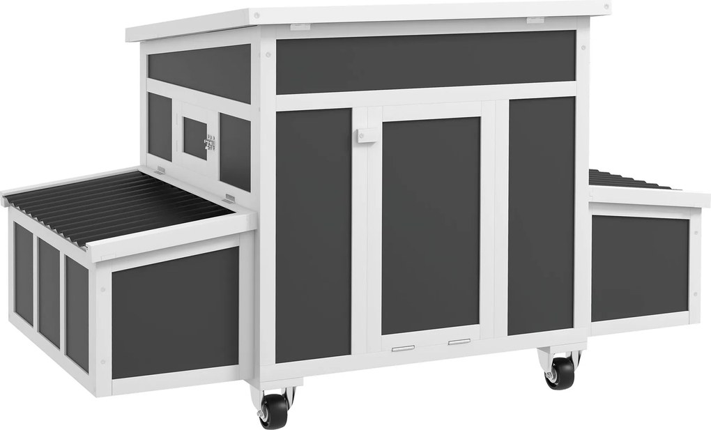 PawHut Adăpost din Lemn pentru Găini cu Cuib pentru Ouă pentru 6 Găini, Gri Închis | Aosom Romania