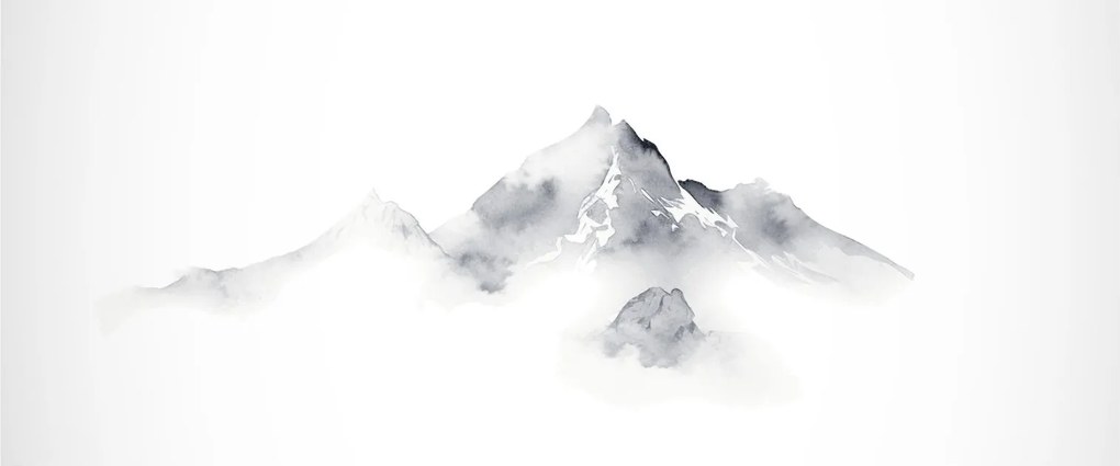 Tablou - Pictură cu cerneală de munți (120x50 cm)