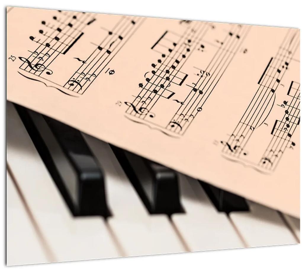 Tablou cu pian și notele muzicale (70x50 cm), în 40 de alte dimensiuni noi