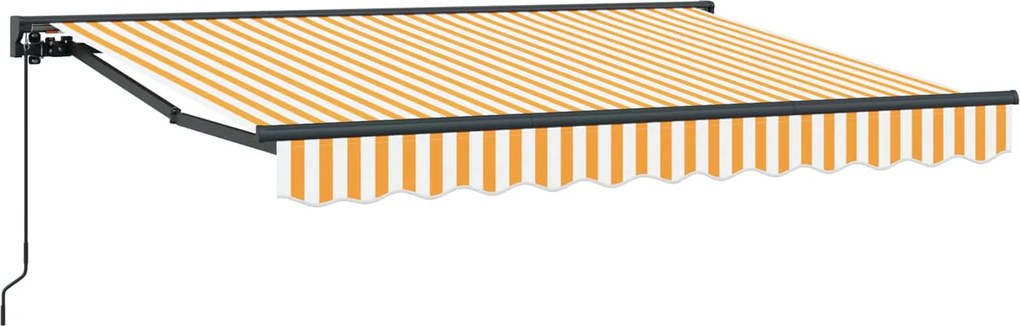 vidaXL Copertină retractabilă manuală Galben și alb 3,5 x 2 m