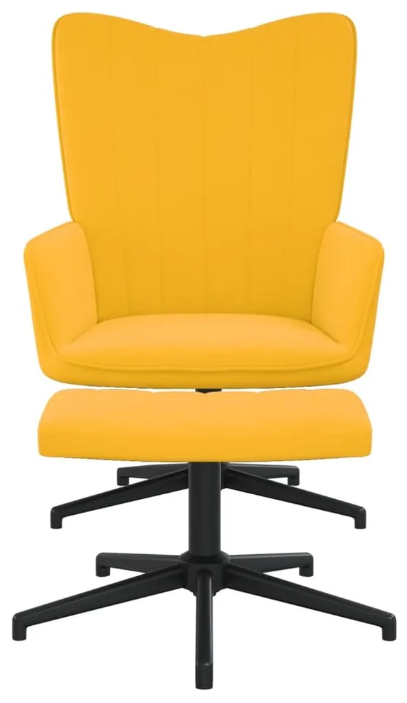 327717 vidaXL Scaun relaxare cu taburet, galben muștar, catifea