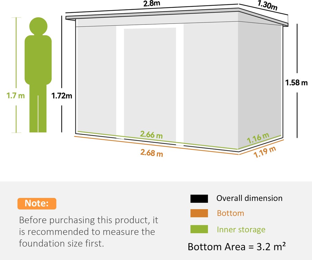 Outsunny Casuta pentru unelte de gradina, 277x130x173cm, verde | Aosom Romania