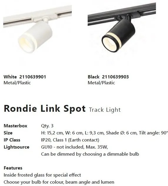 Accesoriu, Spot directionabil Rondie alb, pentru sina Nordlux Link
