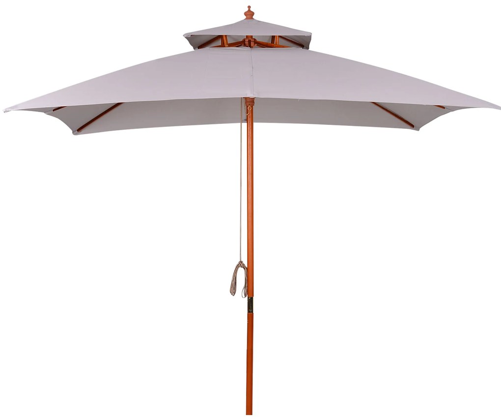 Outsunny Umbrelă de Grădină cu Sistem cu Coardă și Parasolar cu 2 Niveluri, 300x300x297 cm, Gri | Aosom Romania