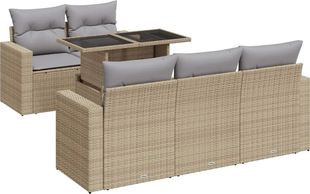 vidaXL Set canapele de grădină cu perne, 6 piese, bej, poliratan