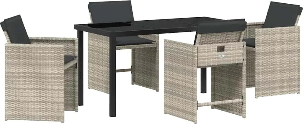 vidaXL Set de masă pentru grădină 5 pcs Gri deschis poliratan