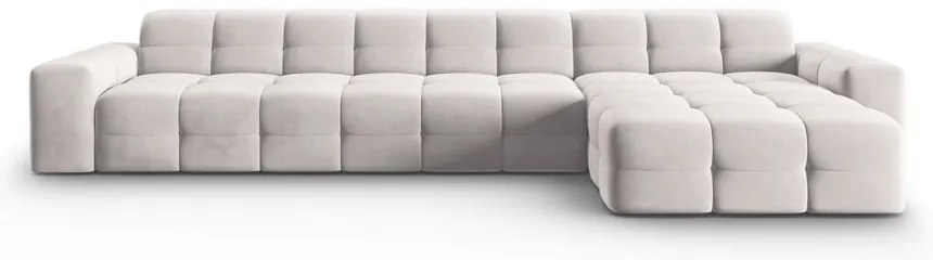 Colțar gri deschis cu tapițerie din catifea (pe partea dreaptă) Kendal – Micadoni Home