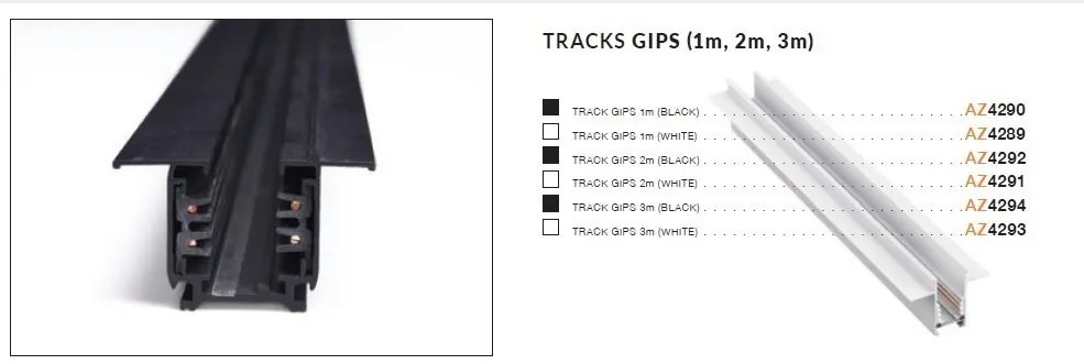 Sina trifazata alba incastrabila 1m TRACK 3LINE GIPS WH