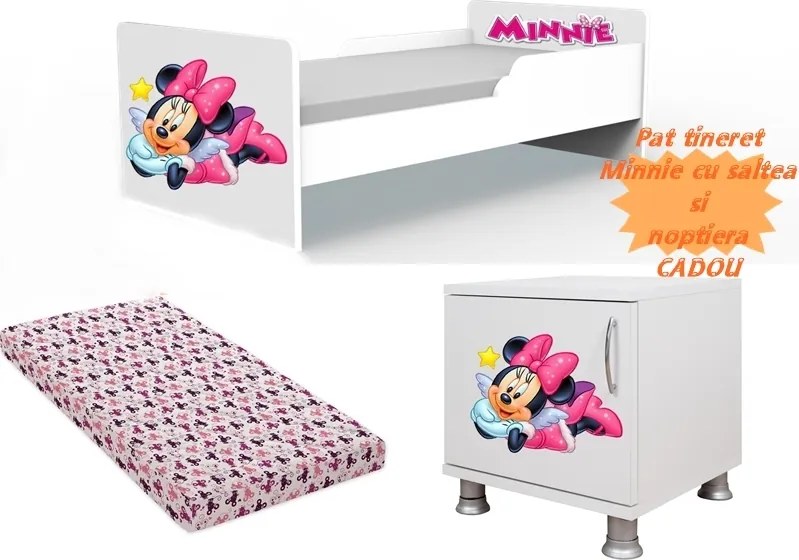Pat tineret Minnie cu saltea si noptiera