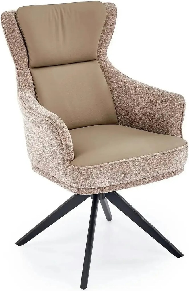 Scaun rotativ K611, grej, piele ecologica/stofa, 64x66x96 cm