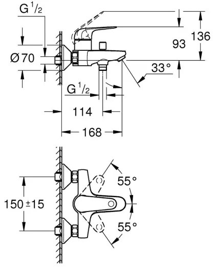GROHE 24335001 - Baterie de cadă DN 15, crom lucios