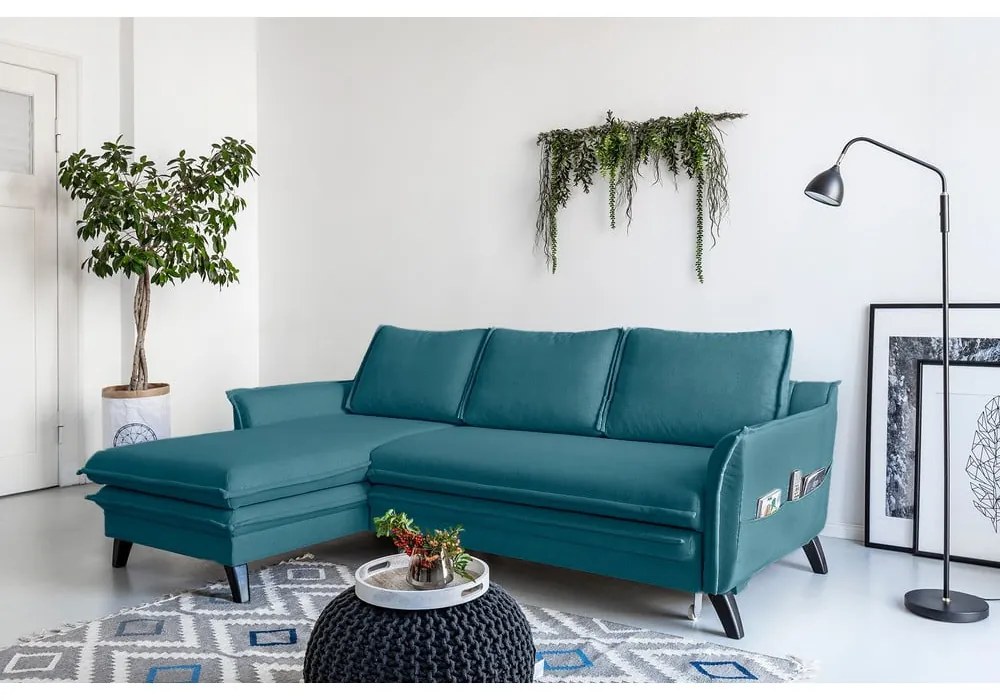 Colțar extensibil cu șezlong pe partea stângă Miuform Charming Charlie, turcoaz