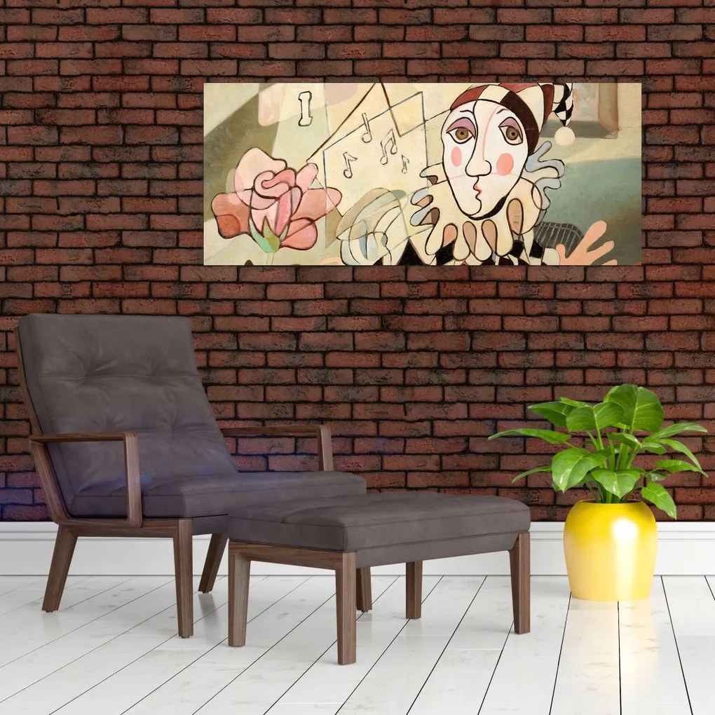 Tablou - Cubismul - arlechin și trandafir (120x50 cm)