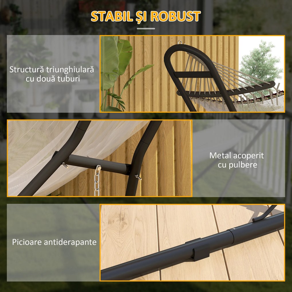 Outsunny Suport Reglabil pentru Hamac din Oțel cu Lanțuri și Cârlige în Formă de S, pentru Hamace de 2,75-4 m, 278 cm, Negru | Aosom Romania