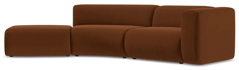 Șezlong portocaliu/maro cu tapițerie din catifea (cu colț pe partea stângă) Ekahi – Makamii