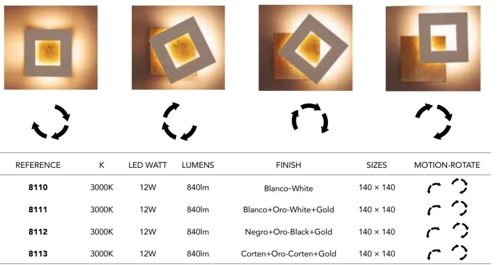 Aplica de perete LED design ambiental DALIA 14x14cm, alb