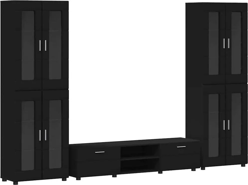 vidaXL Set comodă TV cu sertar cu raft FLORIN Negru Lemn compozit