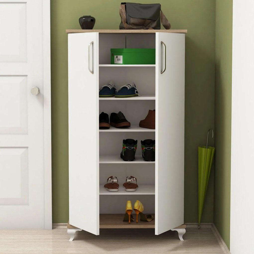 Comodă pentru pantofi Ari - Walnut, White