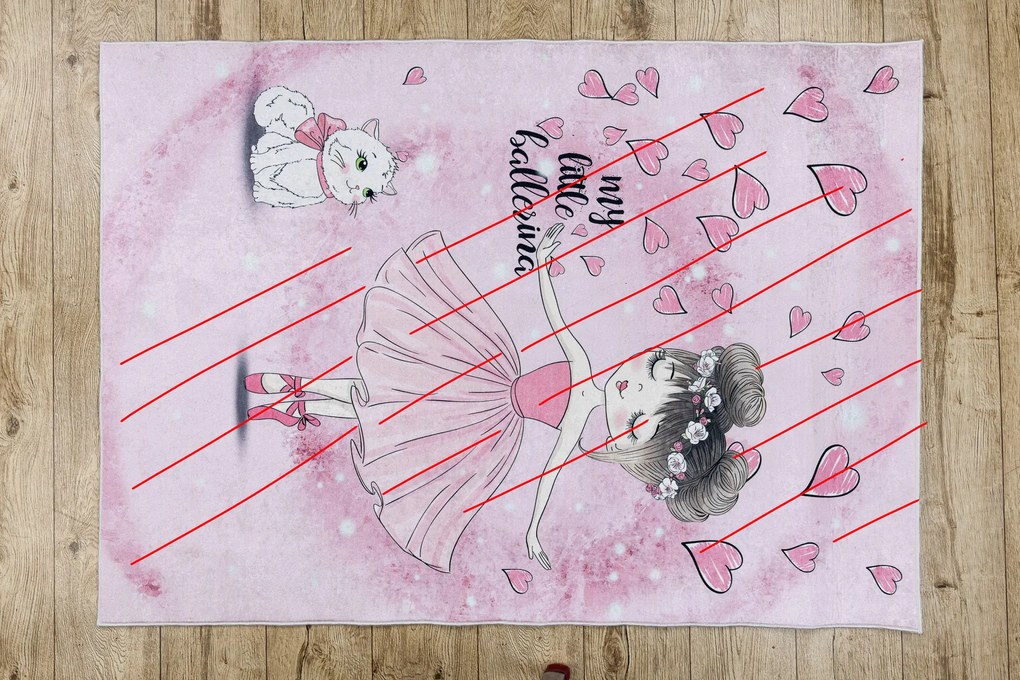 BAMBINO 2185 covor lavabil Balerina, pisicuta pentru copii anti-alunecare roz - SECUNDAR-COTATI PRODUSUL