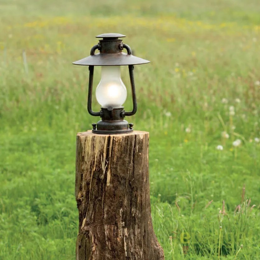Stalp lumina piedestrala, iluminat exterior design rustic din fier forjat, inaltime 38cm, AL 6589
