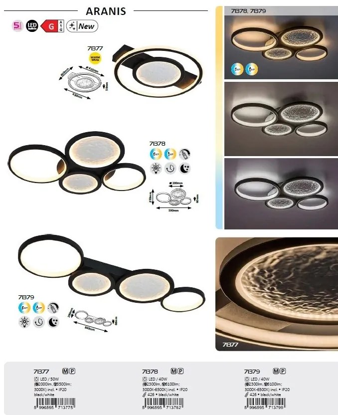 Plafoniera LED cu telecomanda Aranis 59x45cm