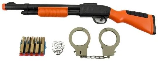 Set pistol + cătușe + gloanțe de ventuze,plastic 50cm